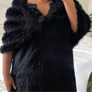Festive Black Fuzzy Caplet / Shrug